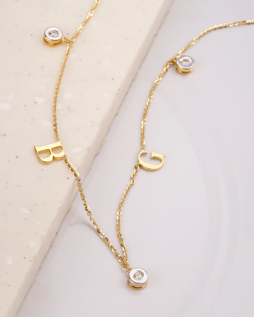 Asymmetrical double initial on sale necklace